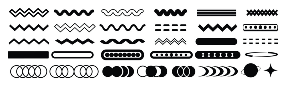 Set of different geometric shapes. Retro elements for arrow, circle, web, vintage, advertisement, boll, banner, poster, billboard, sales. Collection trendy vector geometric shapes