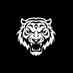Tiger - Black and White Isolated Icon - Vector illustration