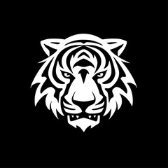 Tiger - Black and White Isolated Icon - Vector illustration