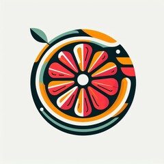 Citrus Fusion: Colorful Graphic Design with Ethnic Elements Featuring Grapefruit on a White Canvas