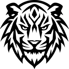 Tiger - Black and White Isolated Icon - Vector illustration
