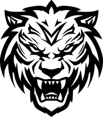 Tiger - Black and White Isolated Icon - Vector illustration