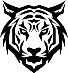 Tiger - Black and White Isolated Icon - Vector illustration
