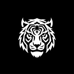 Tiger - Black and White Isolated Icon - Vector illustration