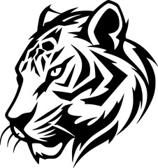 Tiger | Black and White Vector illustration