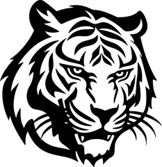 Tiger - Black and White Isolated Icon - Vector illustration