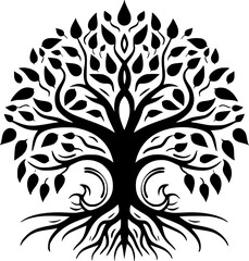 Tree | Black and White Vector illustration