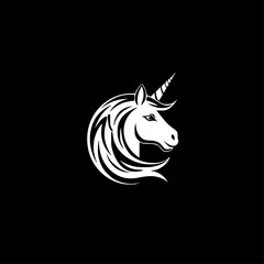 Unicorn | Black and White Vector illustration