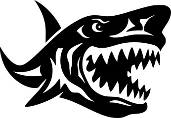 Shark - Black and White Isolated Icon - Vector illustration