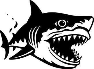 Shark | Black and White Vector illustration
