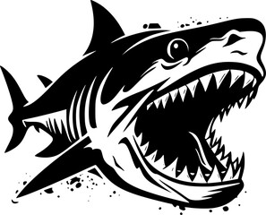 Shark | Black and White Vector illustration