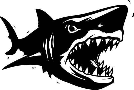black shark with open mouth, teeth clip art preview