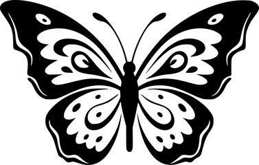 Butterfly - Black and White Isolated Icon - Vector illustration