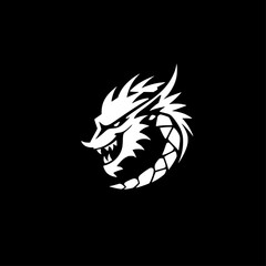 Dragon - Black and White Isolated Icon - Vector illustration