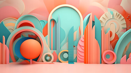 Abstract papercut background with pastel colors