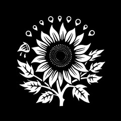 Flower - Black and White Isolated Icon - Vector illustration