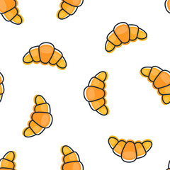 Seamless pattern with hand drawn croissants