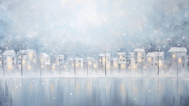 冬の街並みの油絵_2