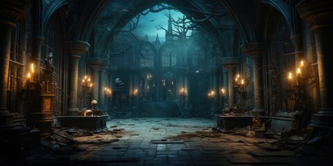 Obraz premium Magical fantasy fairy tale scenery, night in a forest