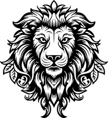 Lion | Black and White Vector illustration
