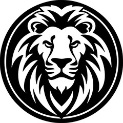 Lion - Black and White Isolated Icon - Vector illustration