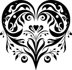 Open Heart | Black and White Vector illustration