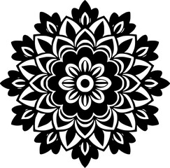 Mandala - Black and White Isolated Icon - Vector illustration