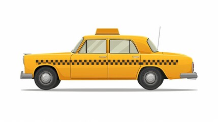 New York yellow taxi. Simple vintage taxicab. Vector flat illustration   
