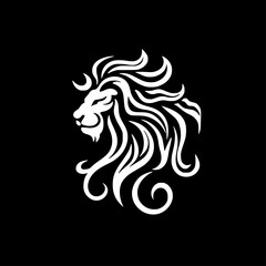 Obraz premium Lion - Black and White Isolated Icon - Vector illustration