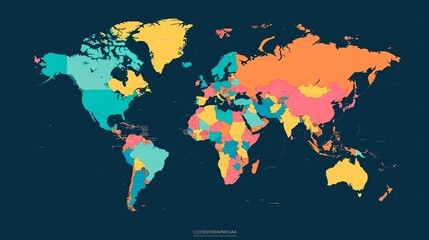 World map color vector modern. Silhouette map