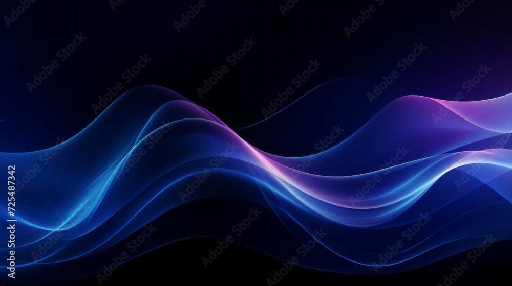 Wall mural mesmerizing abstract dark blue wavy wave background with elegant lines design - artistic composition