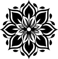 Mandala - Black and White Isolated Icon - Vector illustration