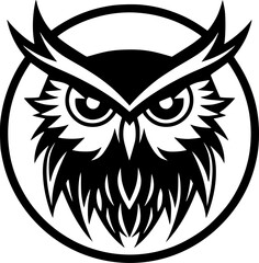 Owl - Black and White Isolated Icon - Vector illustration