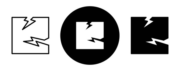 Crack outline icon collection or set. Crack Thin vector line art
