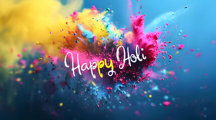 Obraz premium Festive Holi celebration with colorful splashes.