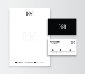 HN Letter Monogram, Business Card, letterhead templates design, Vector eps