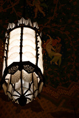 Fototapeta na wymiar Old lamp in the ceiling of a building in Detroit