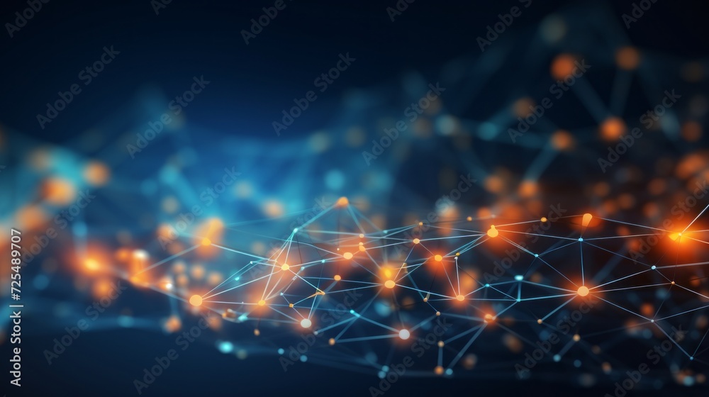 Poster dynamic digital network: abstract connection of dots and lines, illustrating global communication, n