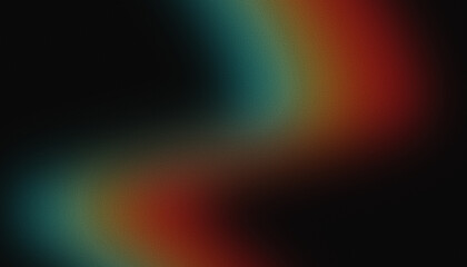 Abstract noisy minimalistic background. Grainy gradient header design concept. Flowing red, yellow and blue lights in the dark.