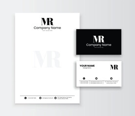 MR Letter Monogram, Business Card, letterhead templates design, Vector eps