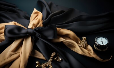 Luxury accessories and cloth with dark style photography