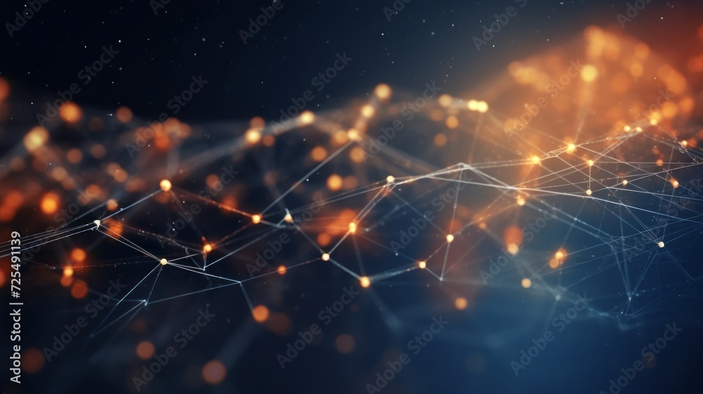 Poster dynamic digital network: abstract connection of dots and lines, illustrating global communication, n