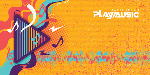 Colorful retro music background illustration