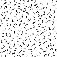 Black and white letter J seamless pattern, simple hand drawn letters.