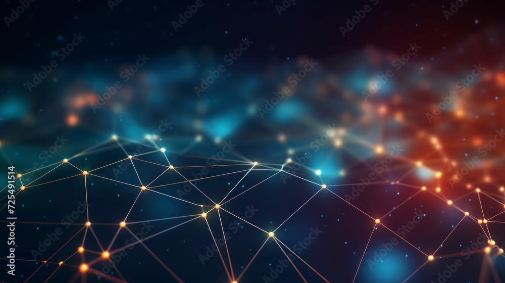 Poster dynamic digital network: abstract connection of dots and lines, illustrating global communication, n