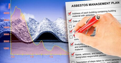 Asbestos Management Plan - concept with a dangerous asbestos roof and checklist about recommended...