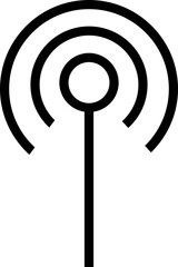 Antenna line icon. Radio antenna black linear vector isolated on transparent background. Radio tower. Communication towers outline symbol. Transmitter receiver wireless signal. Easily editable