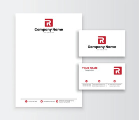 R Letter Monogram, Business Card, letterhead templates design, Vector eps