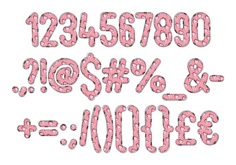 Versatile Collection of Pink Love Numbers and Punctuation for Various Uses