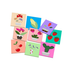 card drawing with flowers and fruits of many colors
​